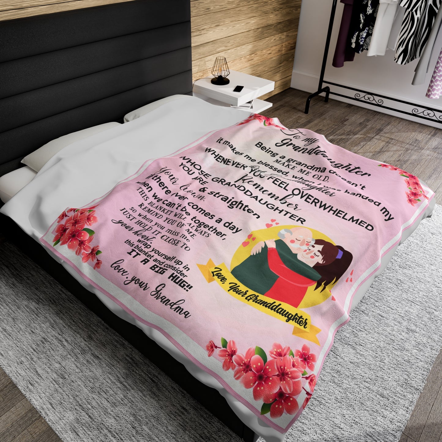 To My Granddaughter | Being a Grandma | Velveteen Plush Blanket 80"x60"