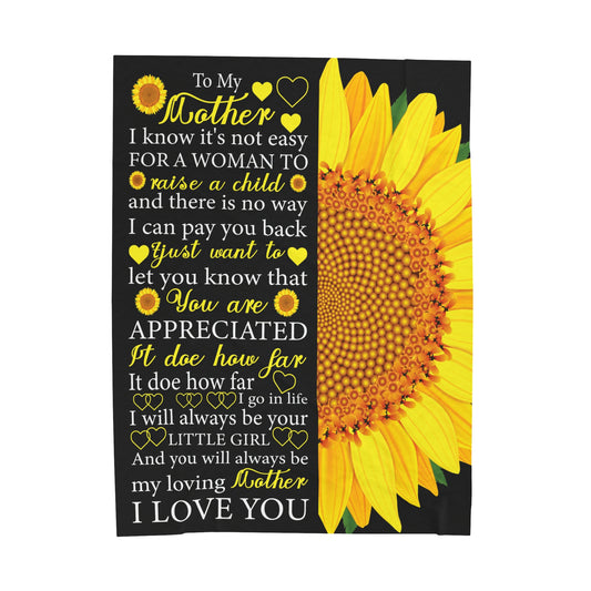 To My Mom  | I Know It's Not Easy | Velveteen Plush Blanket 80"x60"