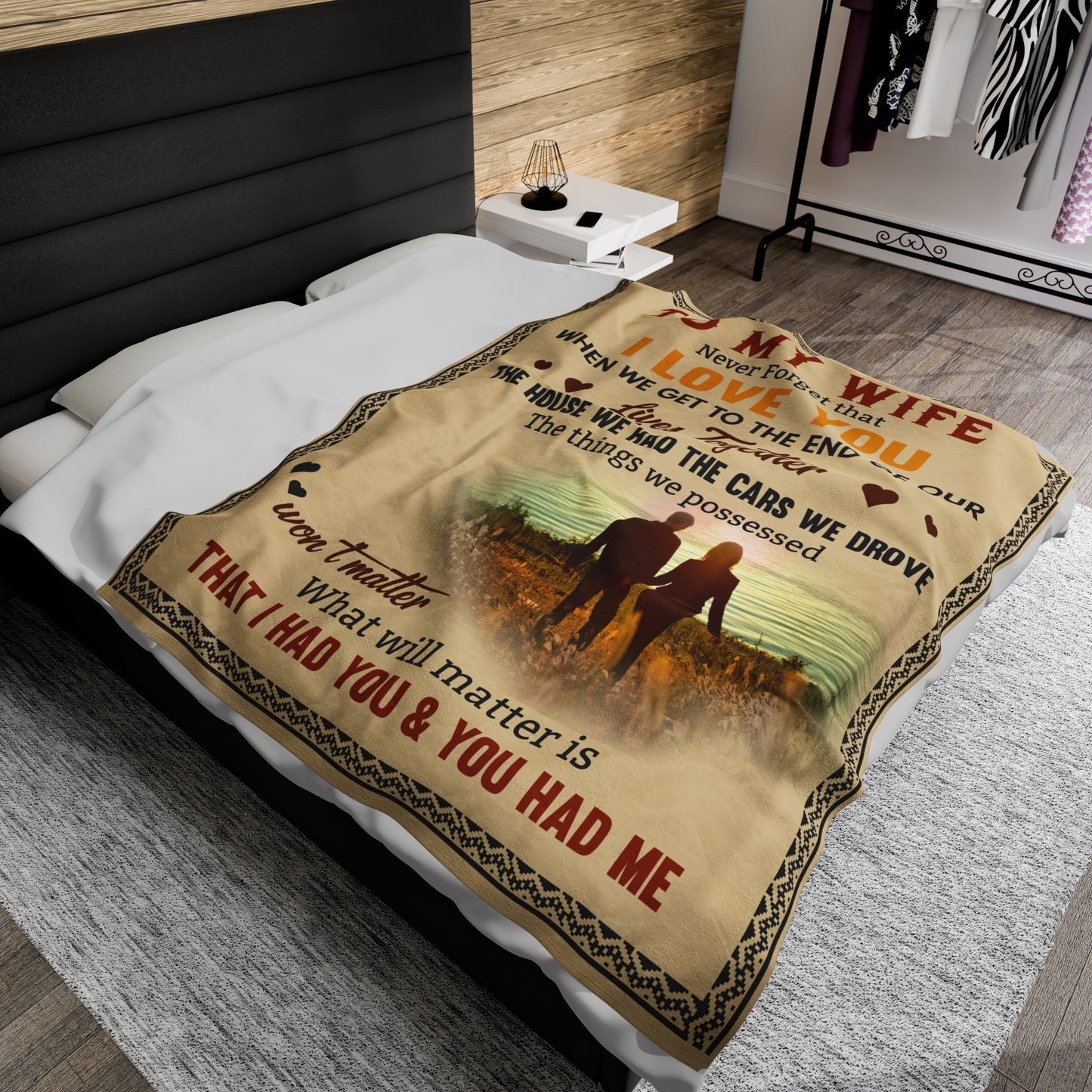 To My Wife | I Love You | Velveteen Plush Blanket 80"x60"