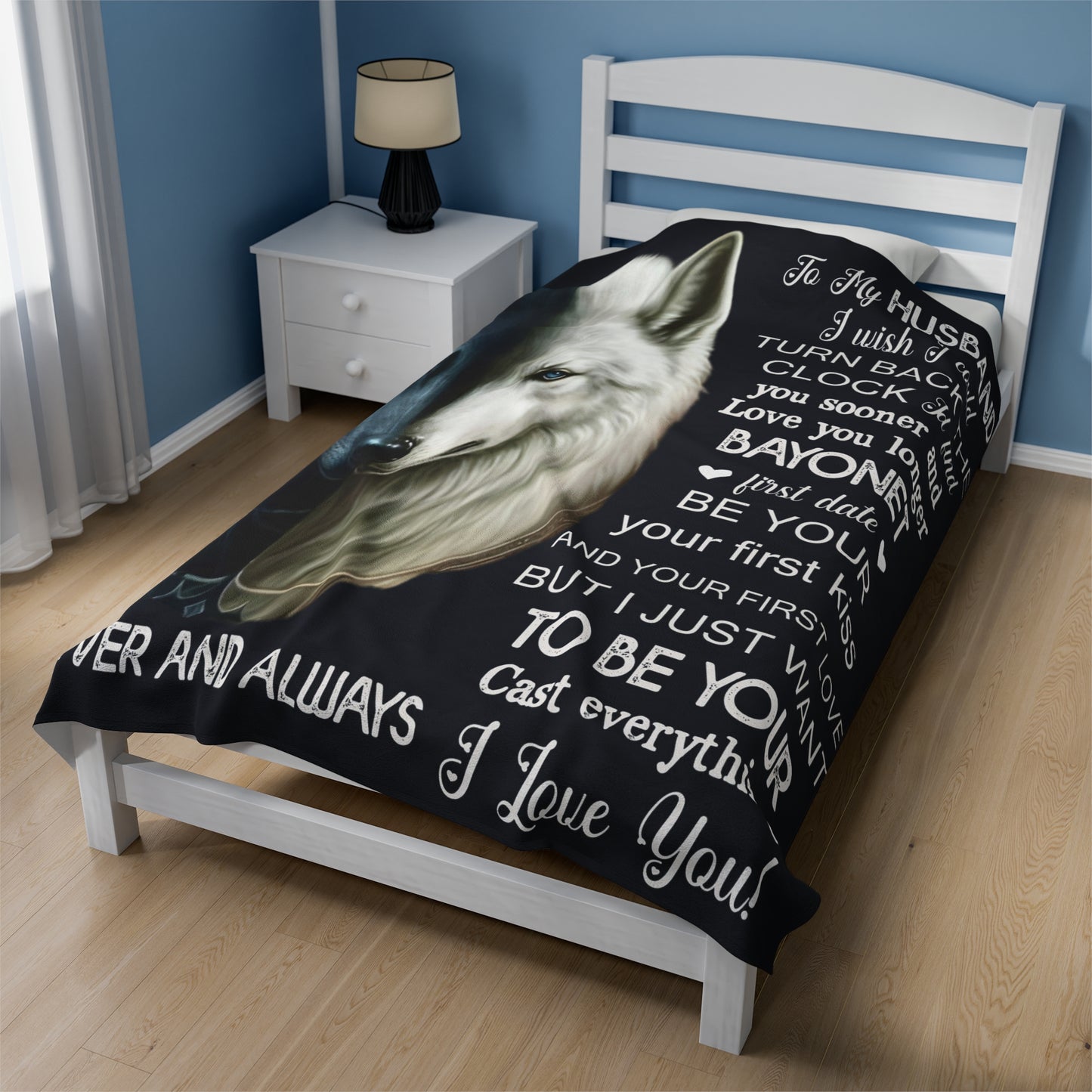 To My Husband | I Wish I Could | Velveteen Plush Blanket 80"x60"