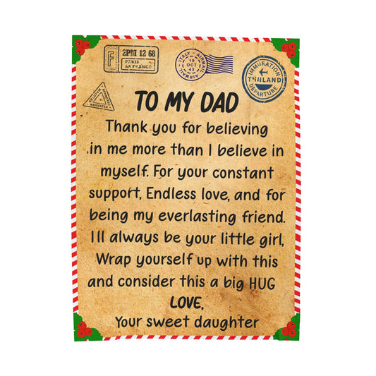To My Dad | Thank You For Believing | Velveteen Plush Blanket 80"x60"