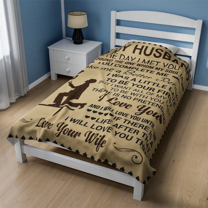To My Husband | The Day I Met You | Velveteen Plush Blanket 80"x60"