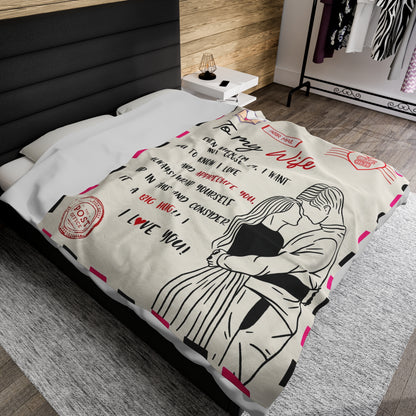To My Wife | Even When I'm Not Close | Velveteen Plush Blanket 80"x60"