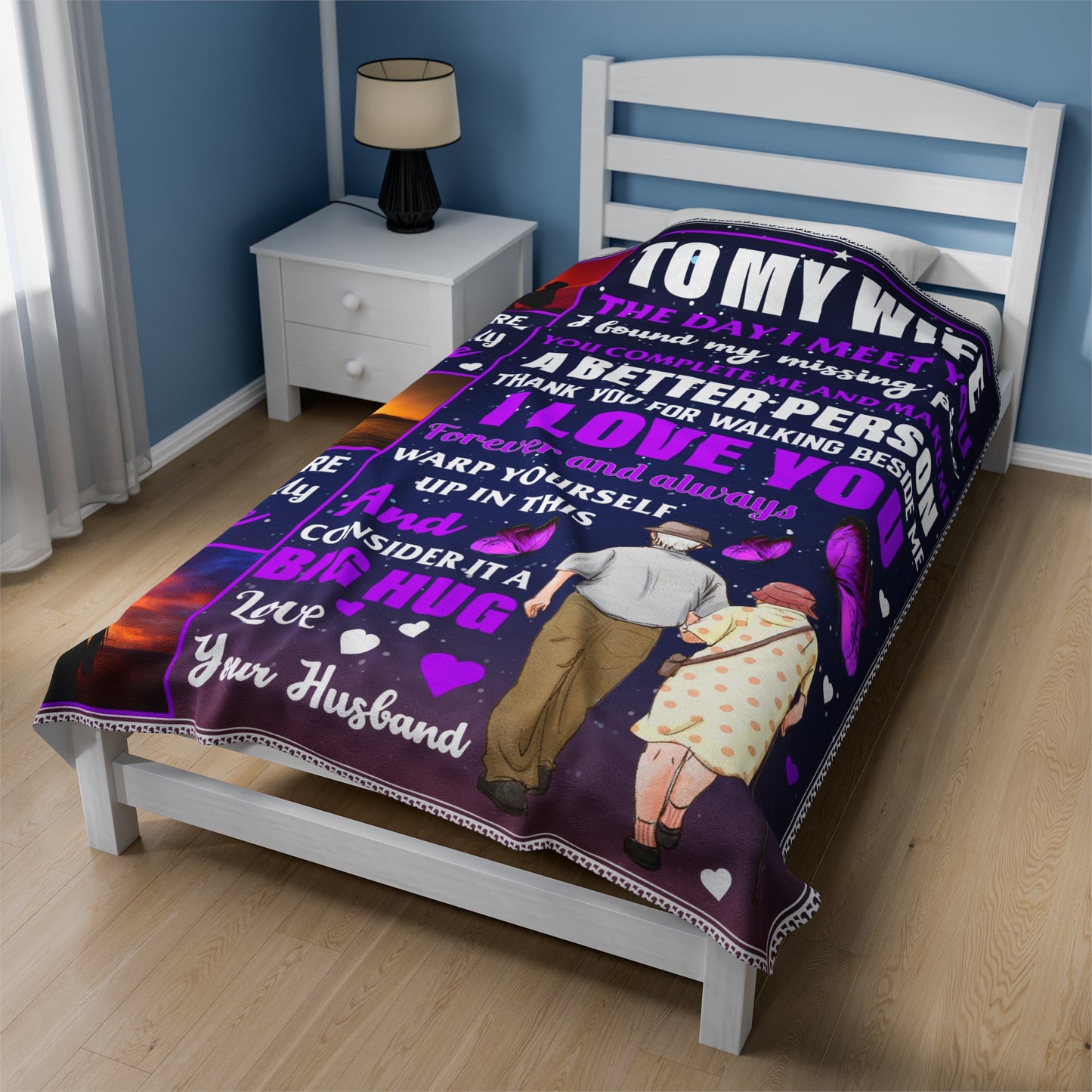 To My Wife | The day I Meet You | Velveteen Plush Blanket 80"x60"