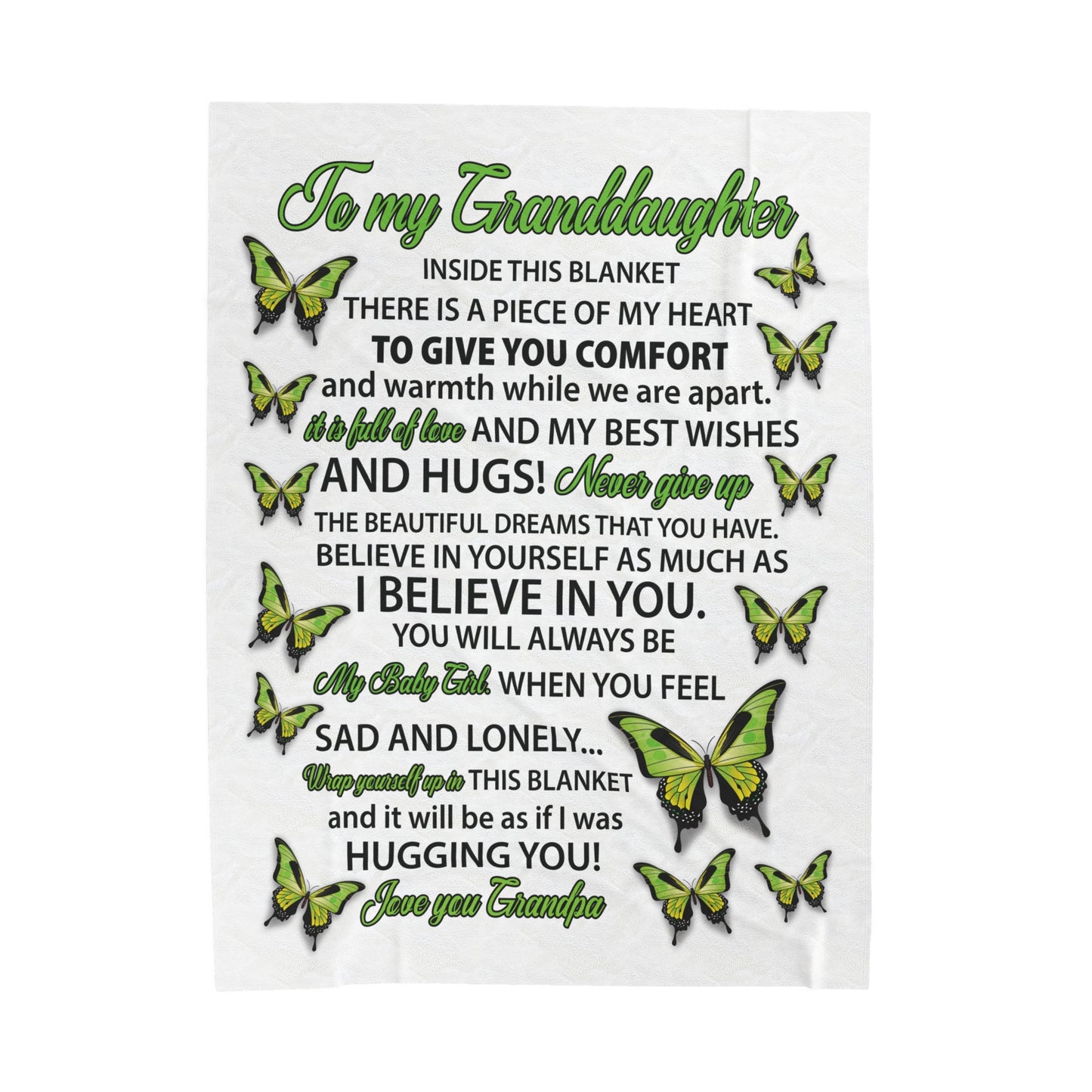 To My Granddaughter | Inside This Blanket | Velveteen Plush Blanket 80"x60"