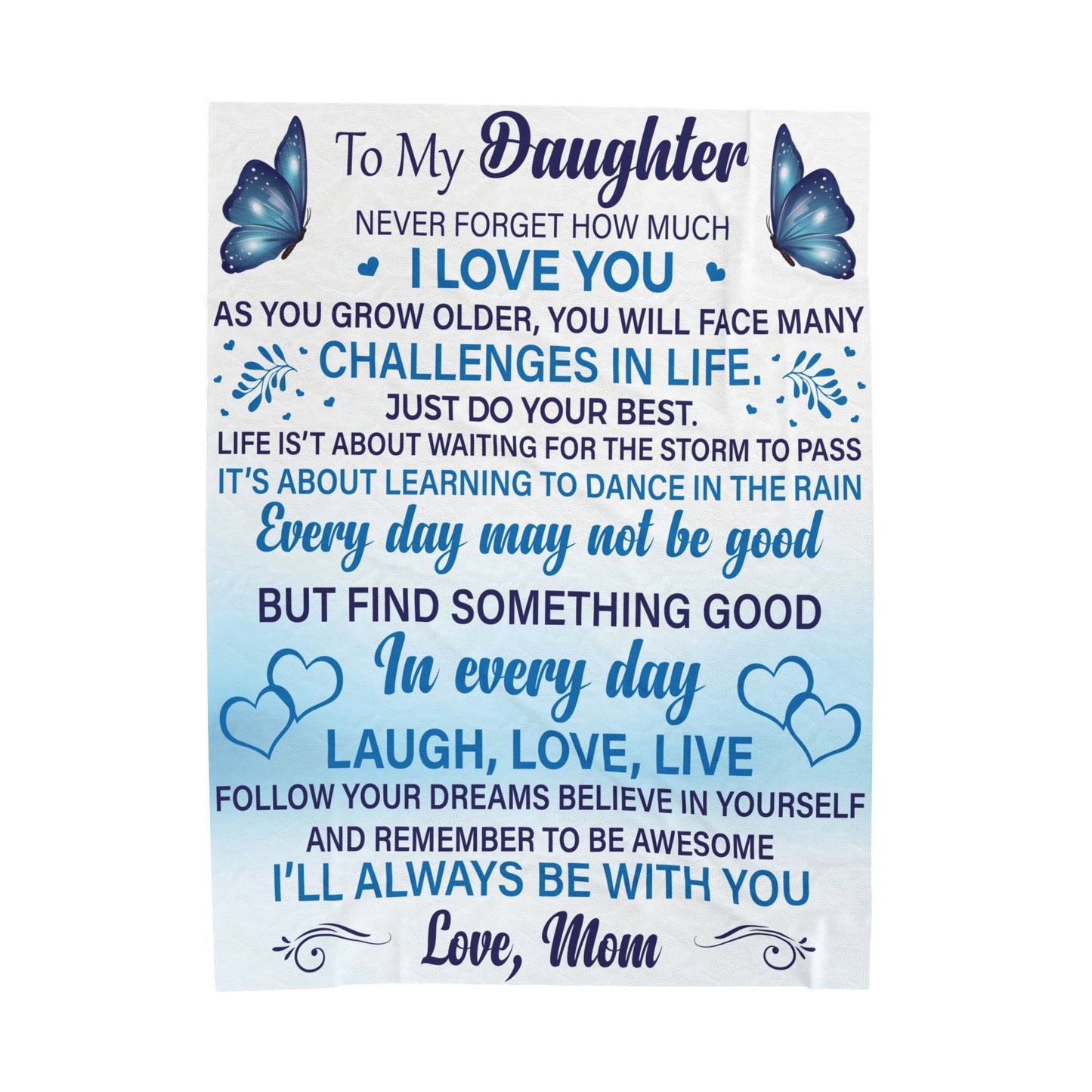 To My Daughter | Never Forget How Much | Velveteen Plush Blanket 80"x60"