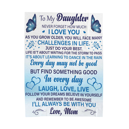 To My Daughter | Never Forget How Much | Velveteen Plush Blanket 80"x60"
