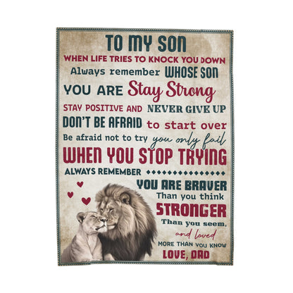 To My Son | When Life Tries | Velveteen Plush Blanket 80"x60"