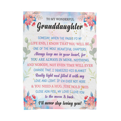To My Granddaughter | Someday When The Pages | Velveteen Plush Blanket 80"x60"