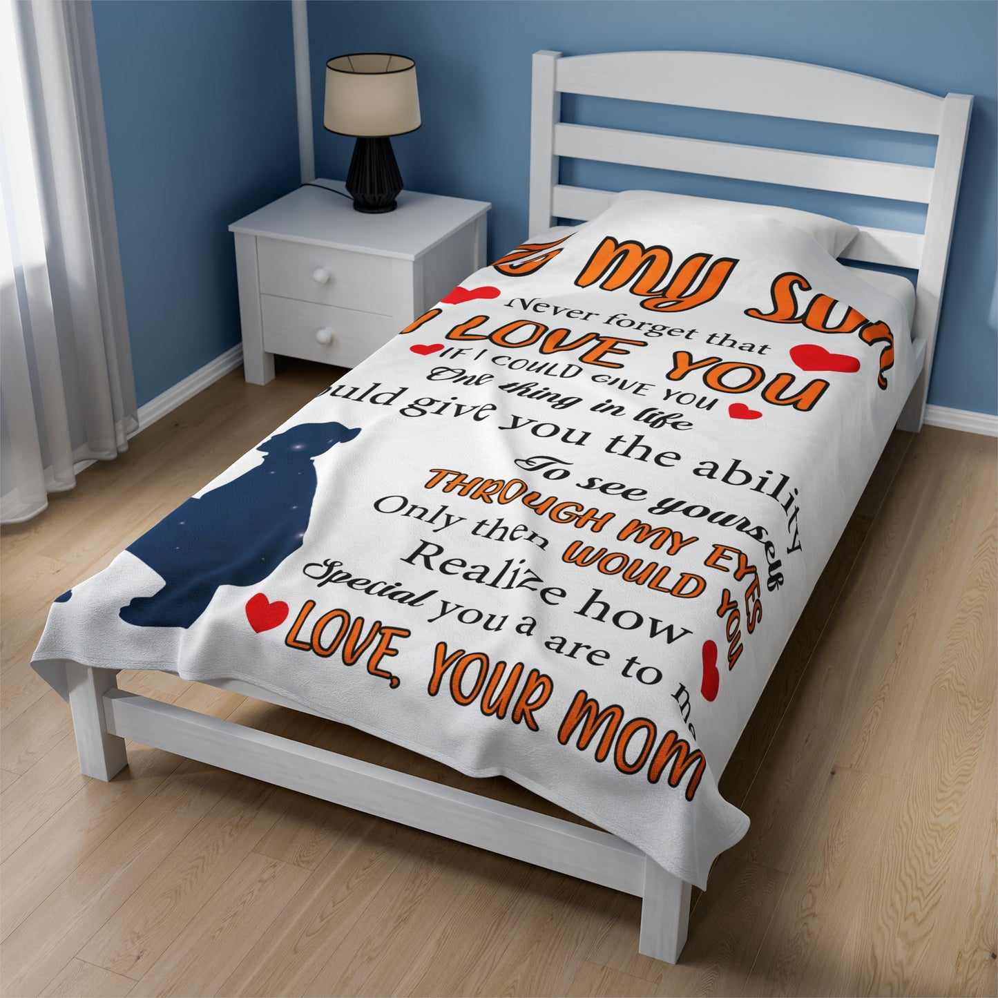 To My Son |Never Forget That  | Velveteen Plush Blanket 80"x60"