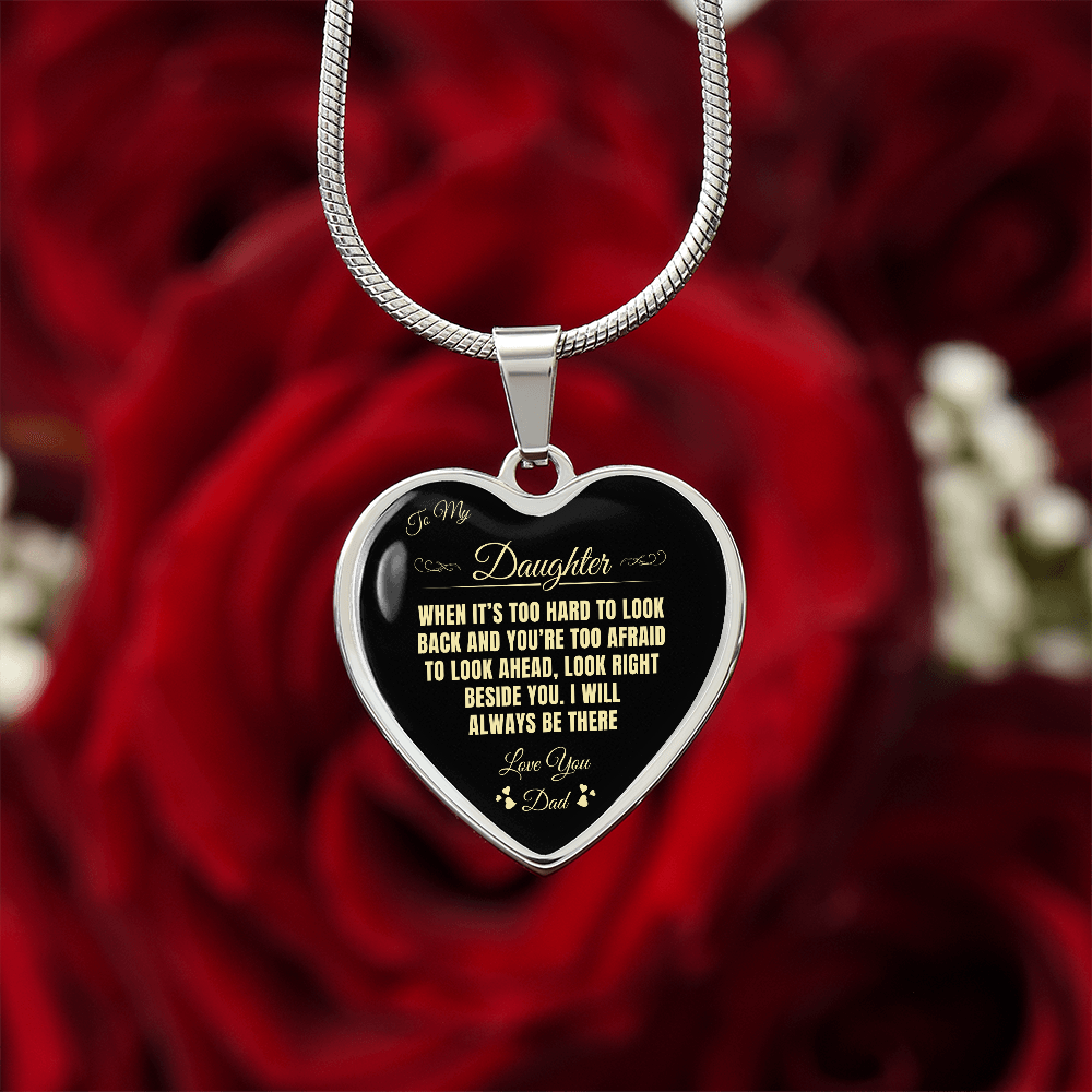 To My Daughter | When It's Too hard | Luxury Graphic Heart Necklace