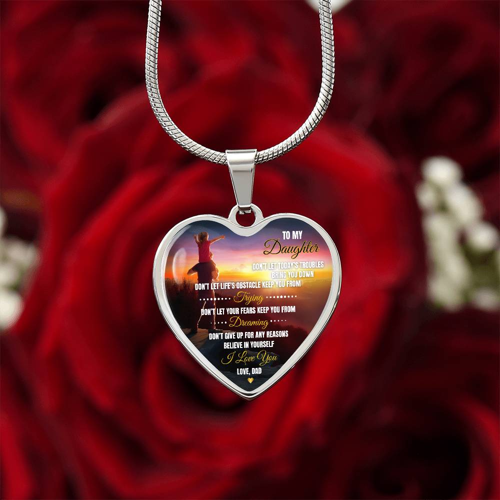 To My Daughter | Don't Let Life's | Luxury Graphic Heart Necklace