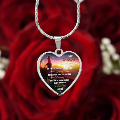 To My Daughter | Don't Let Life's | Luxury Graphic Heart Necklace