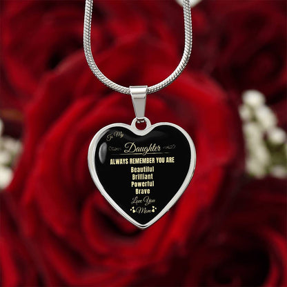 To My Daughter | Always Remember You Are | Luxury Graphic Heart Necklace