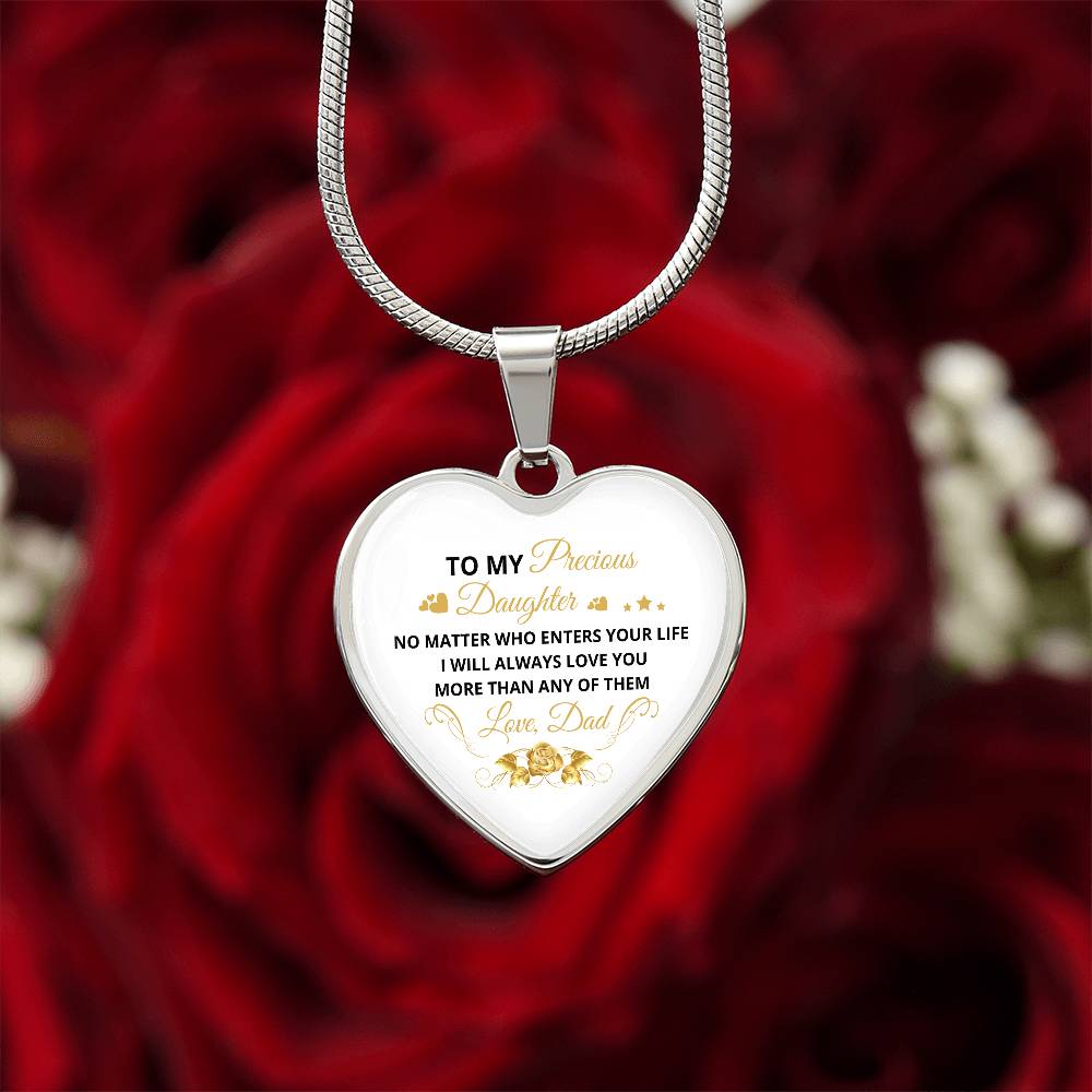 To My Daughter | No Matter Who Enters | Luxury Graphic Heart Necklace