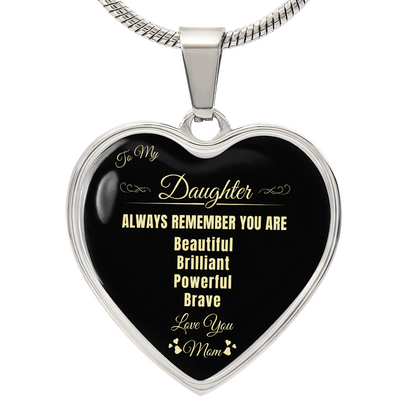 To My Daughter | Always Remember You Are | Luxury Graphic Heart Necklace