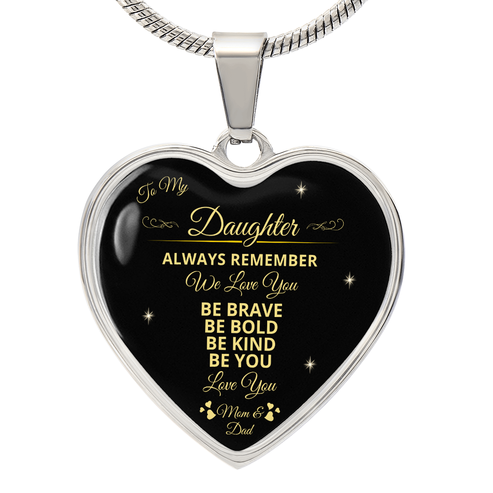 To My Daughter | Always Remember We Love You | Luxury Graphic Heart Necklace