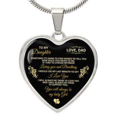 To My Daughter | Sometimes It's Hard To Find | Luxury Graphic Heart Necklace