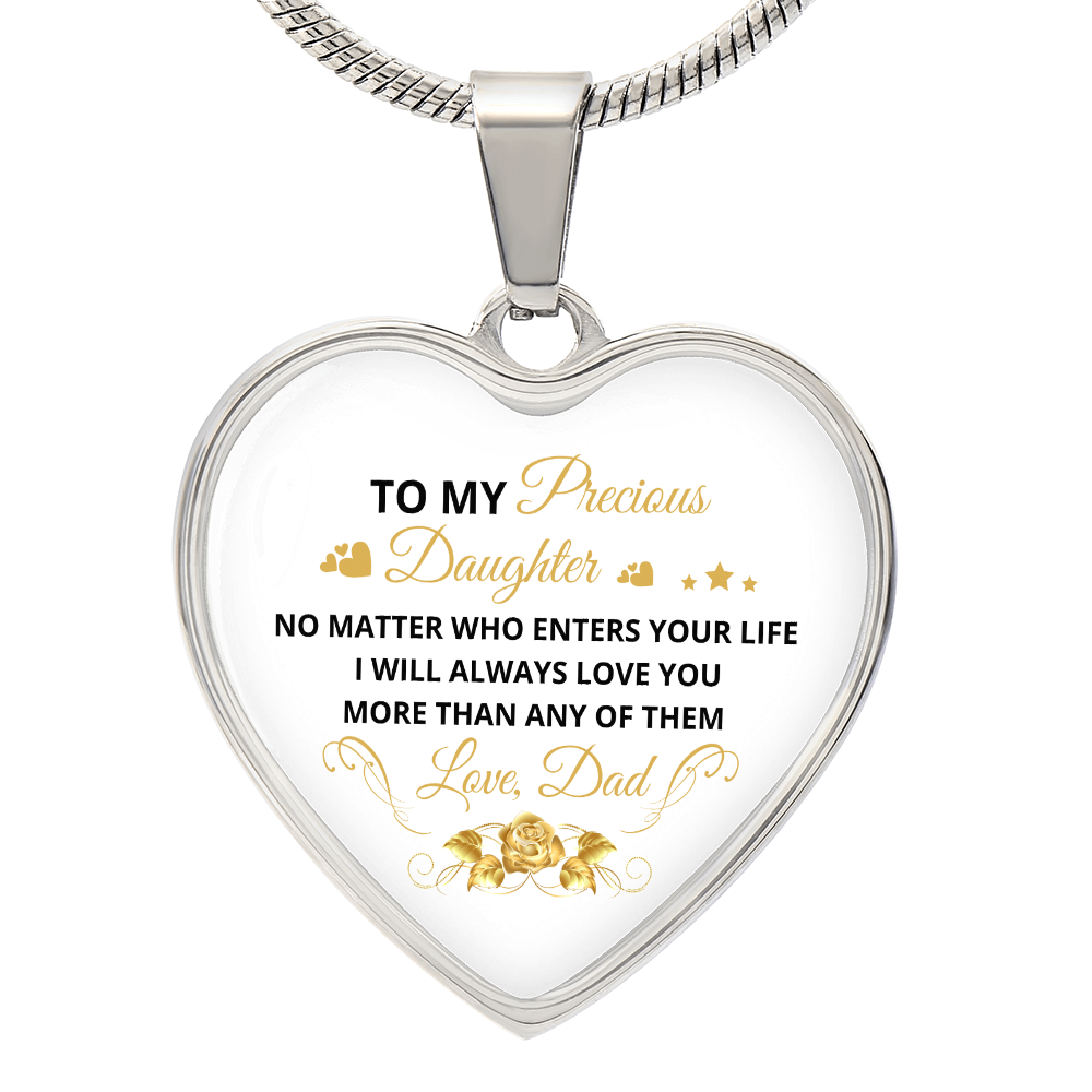 To My Daughter | No Matter Who Enters | Luxury Graphic Heart Necklace