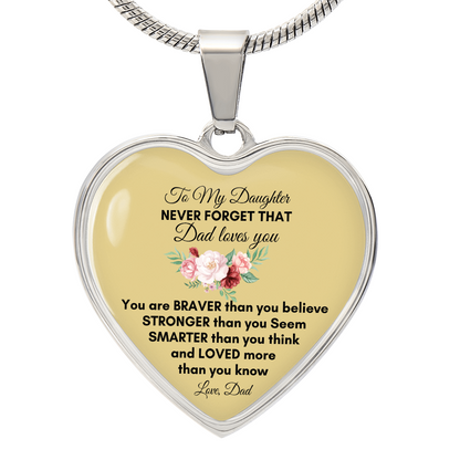 To My Daughter | You Are Braver | Luxury Graphic Heart Necklace