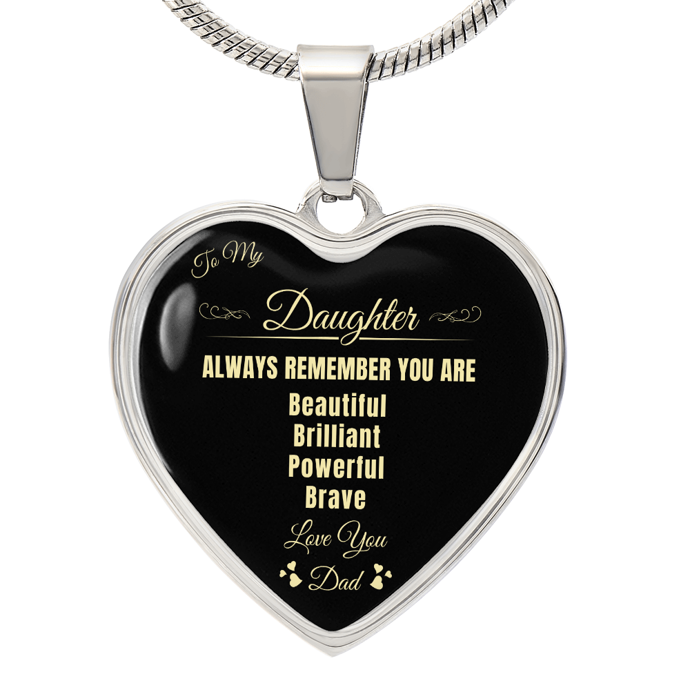 To My Daughter | Always Remember You Are | Luxury Graphic Heart Necklace