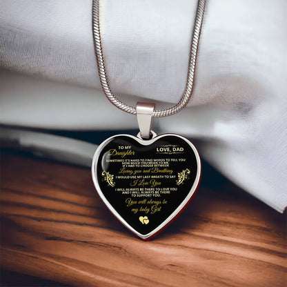 To My Daughter | Sometimes It's Hard To Find | Luxury Graphic Heart Necklace