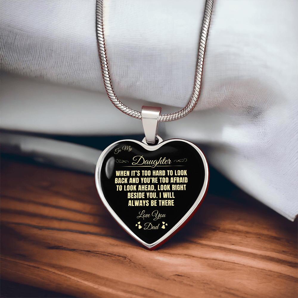 To My Daughter | When It's Too hard | Luxury Graphic Heart Necklace