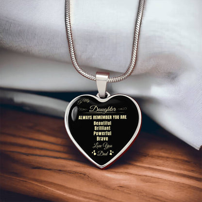 To My Daughter | Always Remember You Are | Luxury Graphic Heart Necklace