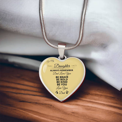 To My Daughter | Always Remember Dad Loves Youber | Luxury Graphic Heart Necklace