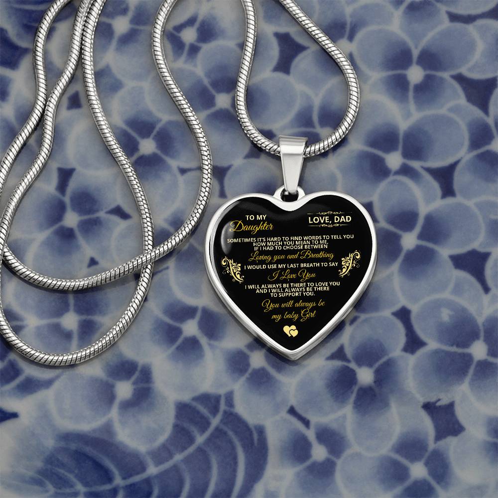 To My Daughter | Sometimes It's Hard To Find | Luxury Graphic Heart Necklace