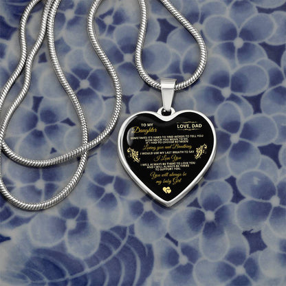 To My Daughter | Sometimes It's Hard To Find | Luxury Graphic Heart Necklace