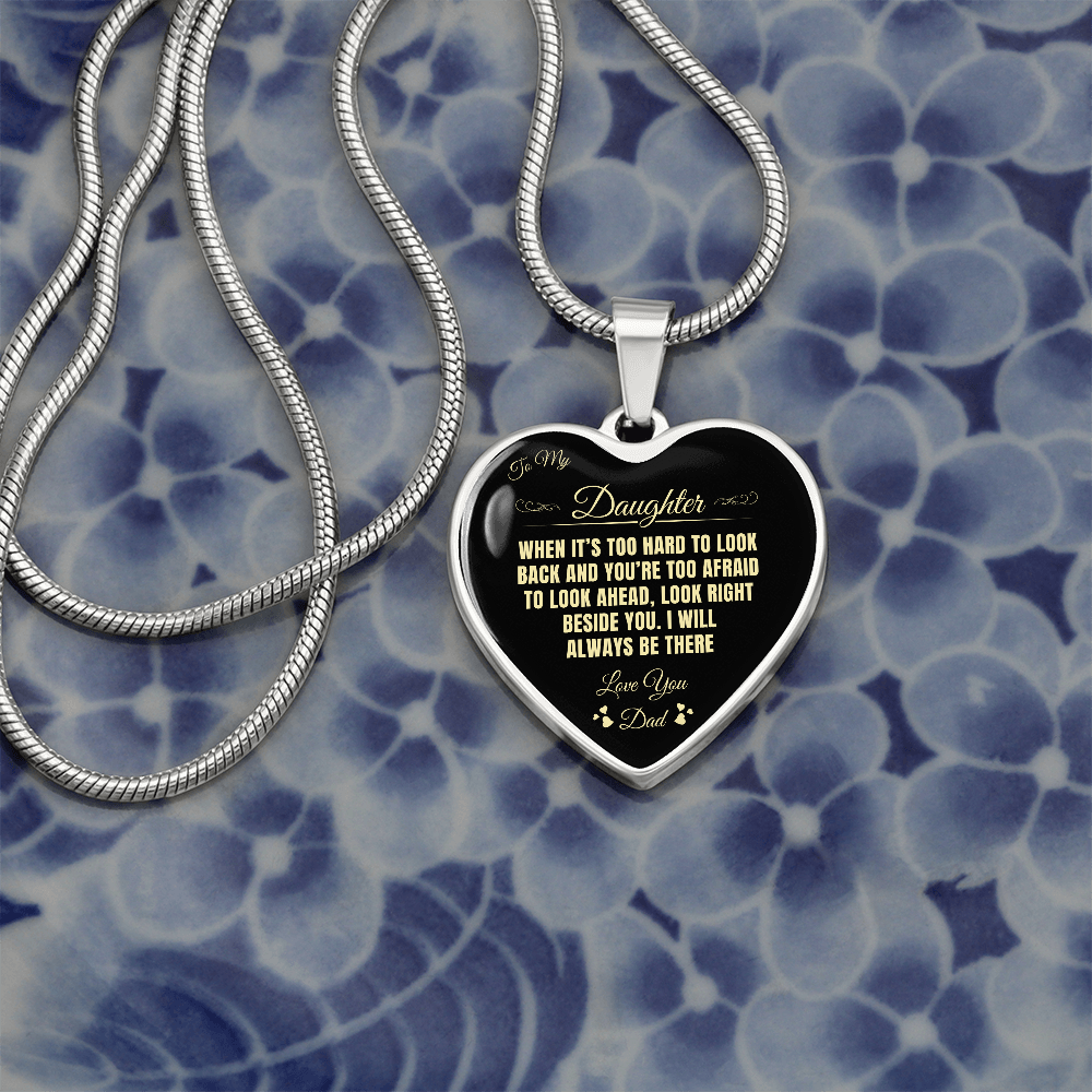 To My Daughter | When It's Too hard | Luxury Graphic Heart Necklace