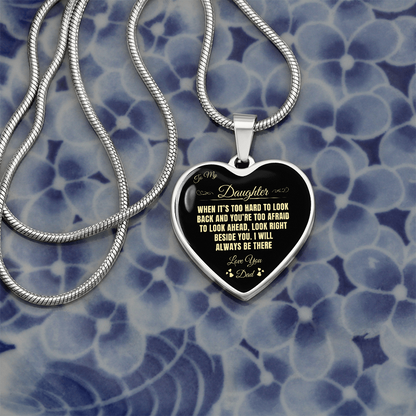 To My Daughter | When It's Too hard | Luxury Graphic Heart Necklace