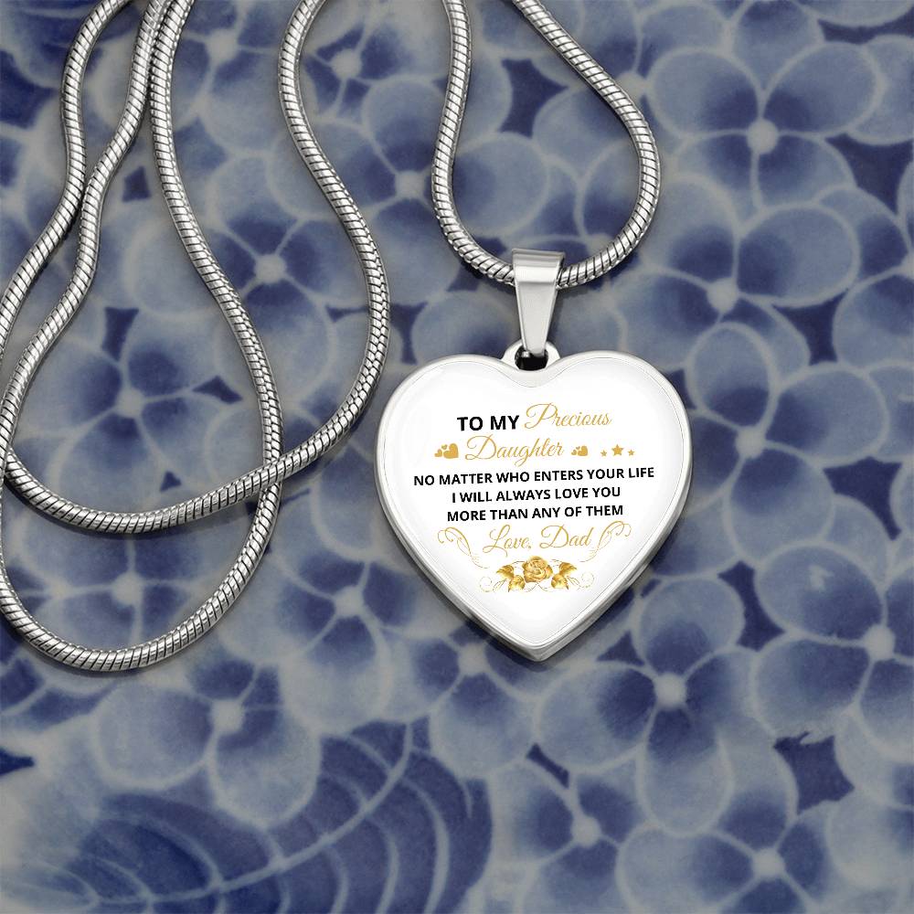 To My Daughter | No Matter Who Enters | Luxury Graphic Heart Necklace