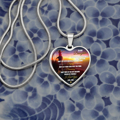 To My Daughter | Don't Let Life's | Luxury Graphic Heart Necklace