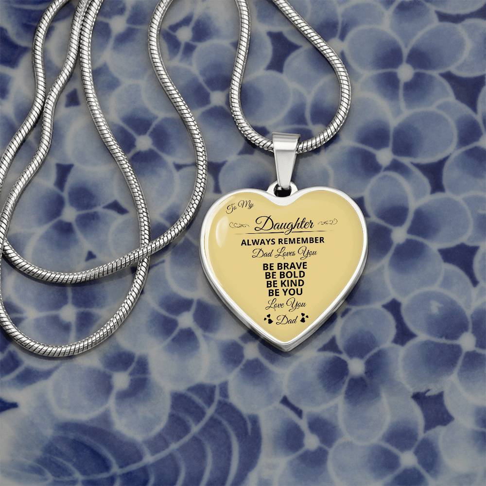 To My Daughter | Always Remember Dad Loves Youber | Luxury Graphic Heart Necklace