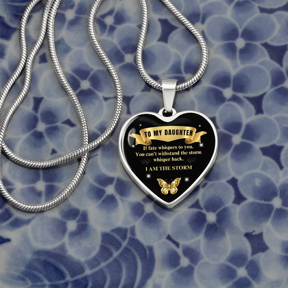 To My Daughter | If Fate Whispers You | Luxury Graphic Heart Necklace