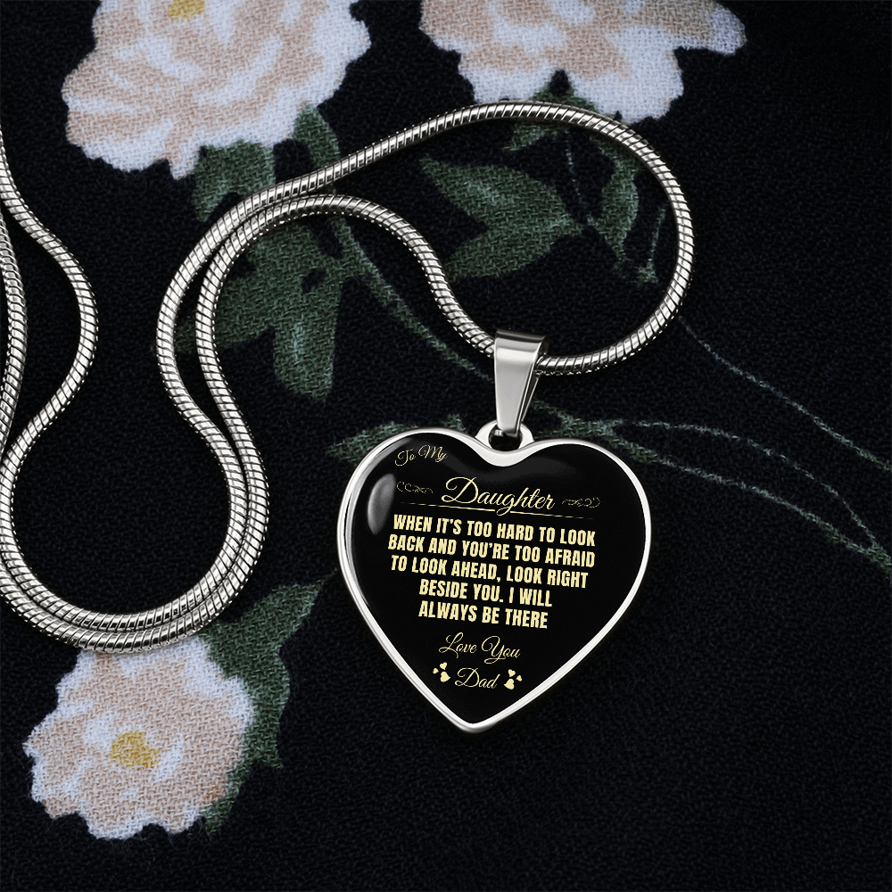 To My Daughter | When It's Too hard | Luxury Graphic Heart Necklace