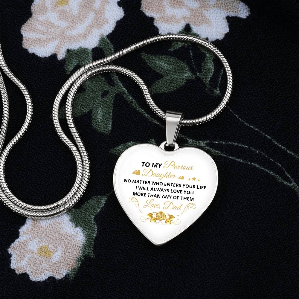 To My Daughter | No Matter Who Enters | Luxury Graphic Heart Necklace