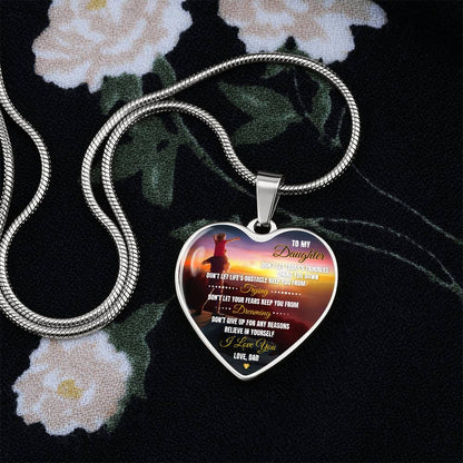 To My Daughter | Don't Let Life's | Luxury Graphic Heart Necklace