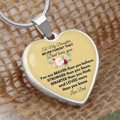 To My Daughter | You Are Braver | Luxury Graphic Heart Necklace
