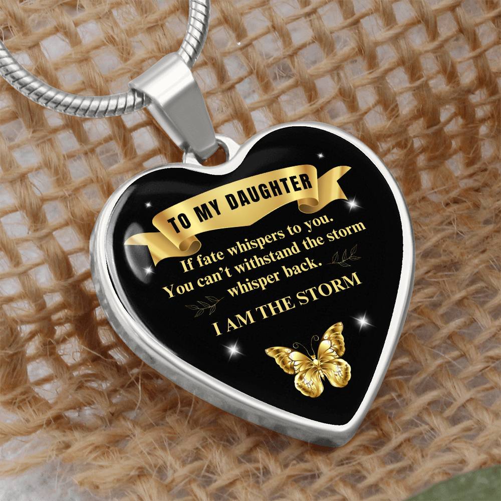 To My Daughter | If Fate Whispers You | Luxury Graphic Heart Necklace