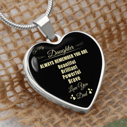 To My Daughter | Always Remember You Are | Luxury Graphic Heart Necklace