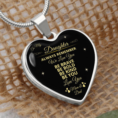 To My Daughter | Always Remember We Love You | Luxury Graphic Heart Necklace