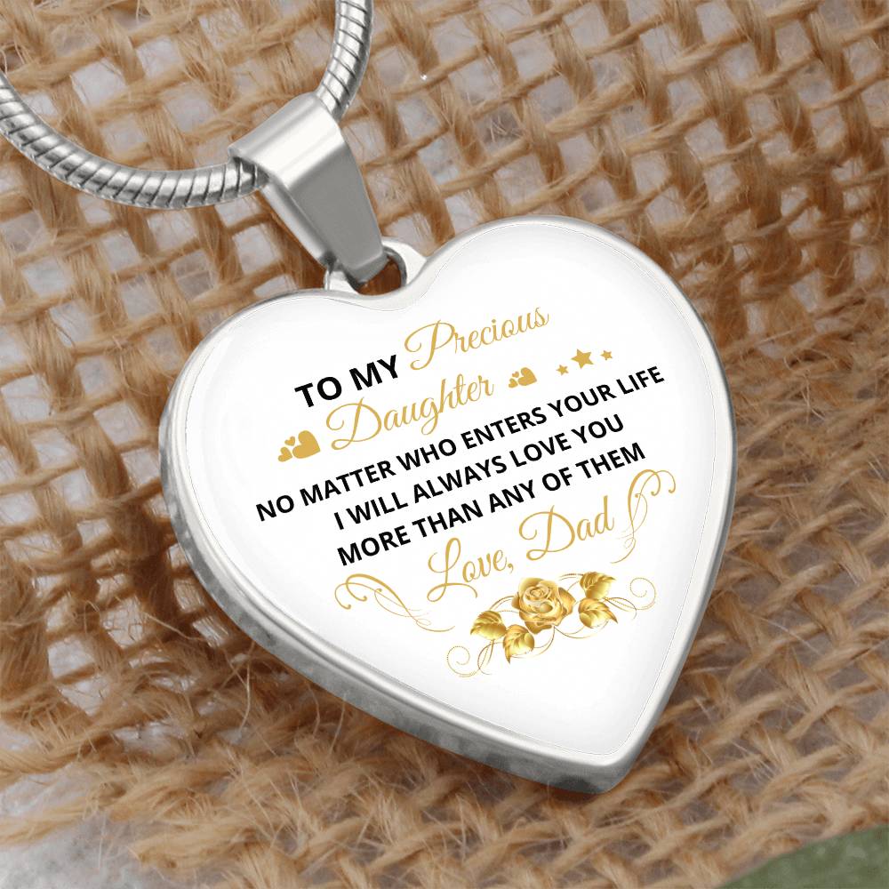 To My Daughter | No Matter Who Enters | Luxury Graphic Heart Necklace
