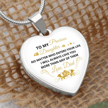 To My Daughter | No Matter Who Enters | Luxury Graphic Heart Necklace
