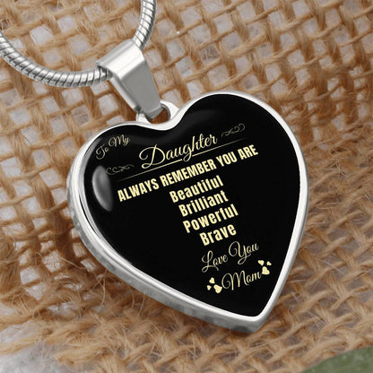 To My Daughter | Always Remember You Are | Luxury Graphic Heart Necklace