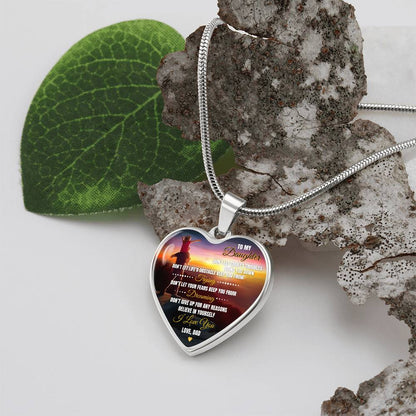 To My Daughter | Don't Let Life's | Luxury Graphic Heart Necklace