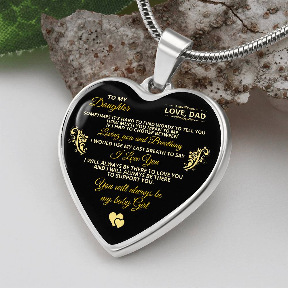 To My Daughter | Sometimes It's Hard To Find | Luxury Graphic Heart Necklace