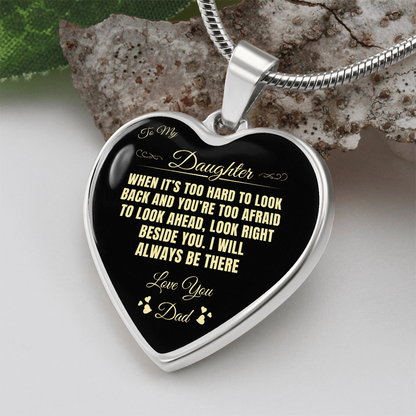 To My Daughter | When It's Too hard | Luxury Graphic Heart Necklace